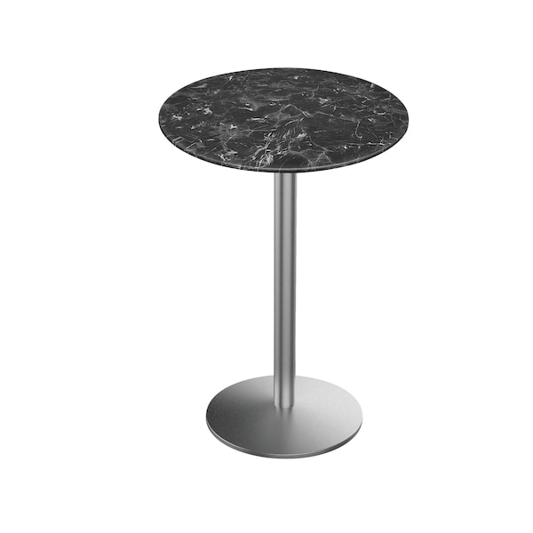 42 Tall OD214 St Steel Table Base w22 Dia foot and 32 Dia Black Marble Top, IndoorOutdoor